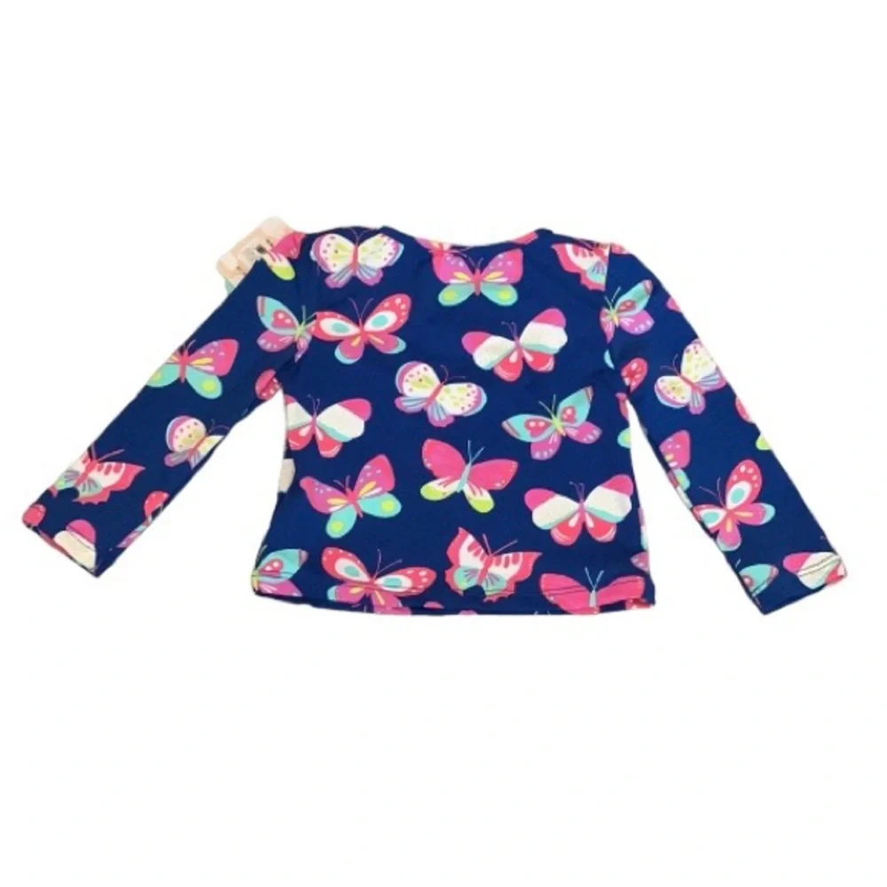 Hatley Baby Butterfly Rashguard Swim Shirt  UPF 50 6-9 Months Blue Pink New